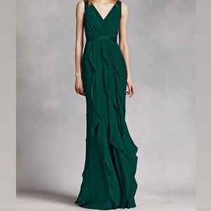 NWT White By Vera Wang VNeck Dress w/ Wrapped Bodice Satin Belt - Teal - Size 16